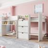 Half-high Bed, 90x200 Cm, House Shape, Multiple Storage Compartments, Entertainment Area Under the Bed, Without Mattress, White