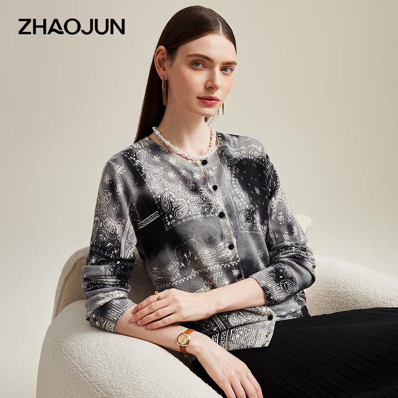 

Женский кашемировый кардиган Zhaojun с винтажным принтом L