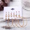 12 Pairs Fashion Exaggerated Crystal Circle Earrings
