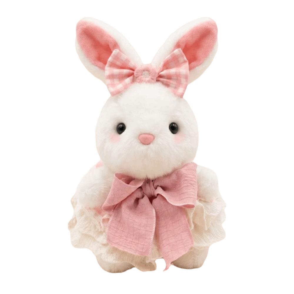 Floral Pattern Rabbit Plush Toy Big Bow Dress Bunny Plush Doll Cute Stuffed Rabbit Kid Pillow