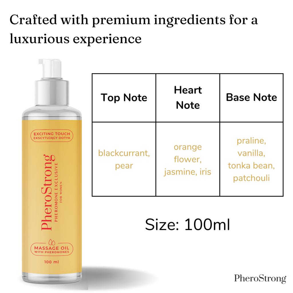 PheroStrong Eksklusiv for Kvinner Massasjeolje - Opphiss Menn med Feromoner - 100ml