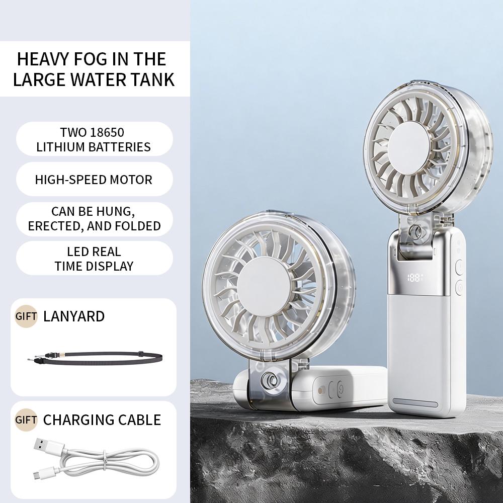 Portable Handheld Fan 3600mAh USB Rechargeable Ice Cooling & Phone Charging 5 Speeds Mini Desk Fan with Phone Holder