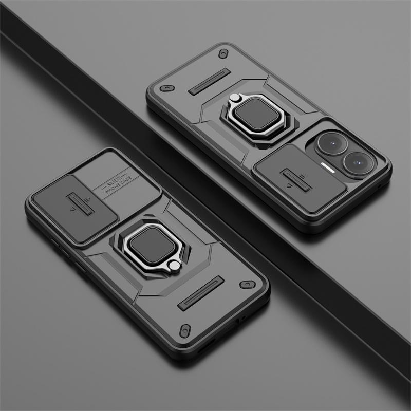 Für Xiao Poco F7 5G Hülle Armor Slide Kameraobjektivschutzabdeckung Für Poko Little F7 F 7 7F PocoF7 5G Magnetischer Ringständer Funda