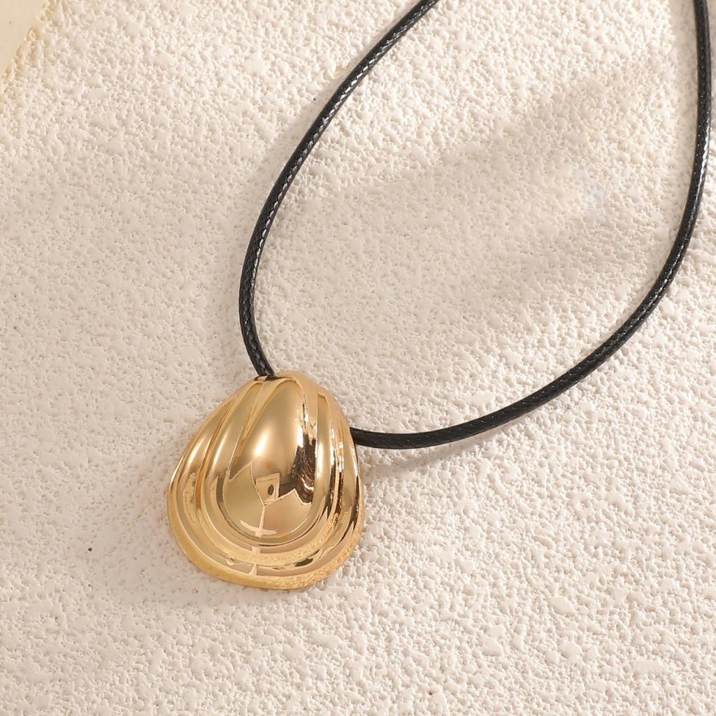 European and American new water drop leather rope necklace earrings two-piece set women's niche design simple and exquisite high sense