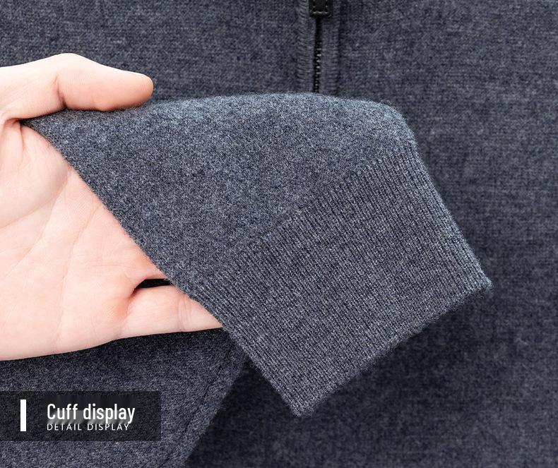 Men's Thick Wool Base Layer Sweater with Half-High Collar and Zipper - Perfect for Autumn and Winter Warmth
