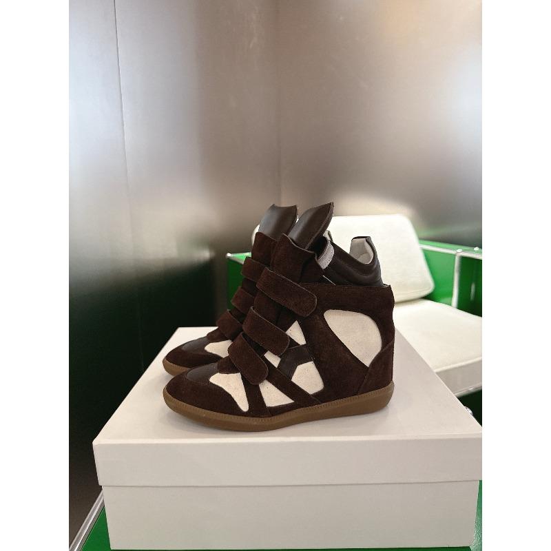 Retro Stiefeletten für Damen mit Klettverschluss, unsichtbarer Innensohle zur Höhenerhöhung, Freizeitschuhe mit Farbblockdesign, High-Top-Schuhe