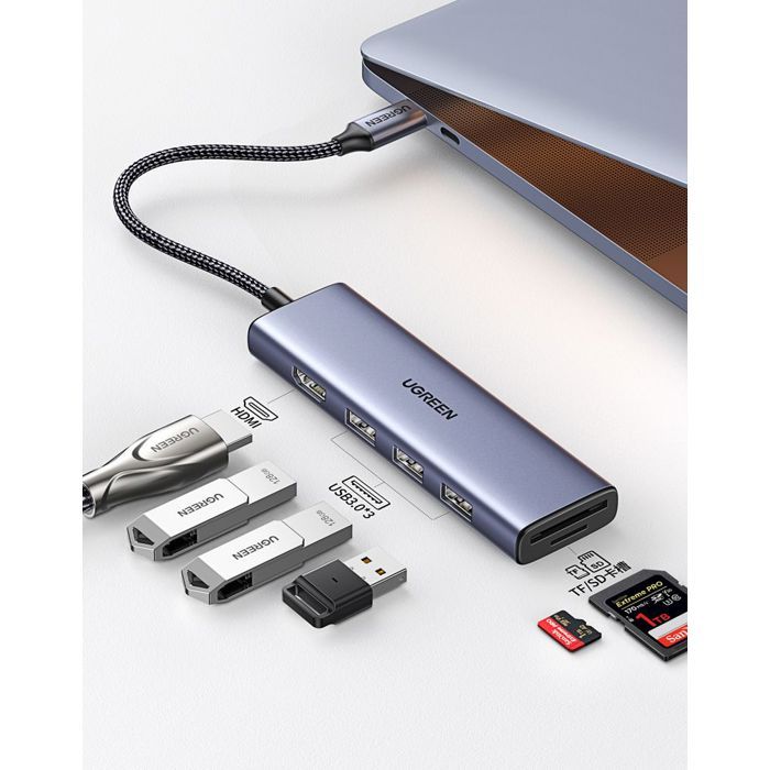 Adaptateur USB-C multifonction - UGREEN - Gris