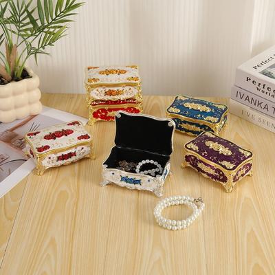 Caja de Joyería Grabada con Forma de Rosa, Caja de Joyería de Color Esmalte, Joyería para Collares, Caja de Almacenamiento para Pendientes