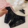 Hollow Bow Mesh Lace Panties Floral Lace Underpants See-through Thong Underwear for Women  Hotel
