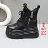 White hollow breathable Martin boots women's thick-soled inner height-increasing short boots versatile small handsome boots