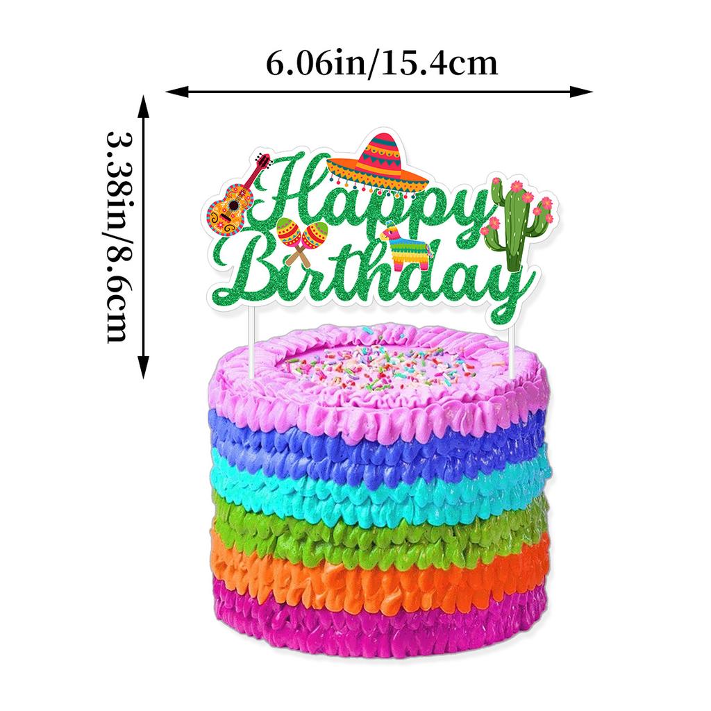 Mexican Carnival Festival Decoration Cactus Taco Guitar Styling Baking Cake Insert