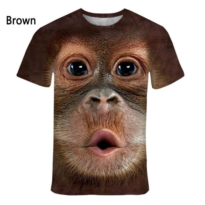 New Fashion Animal Face 3d Printed T-shirt Men's and Women's Summer Casual Short Sleeve Monkey Dog Cat Lion Animal Print Shirt