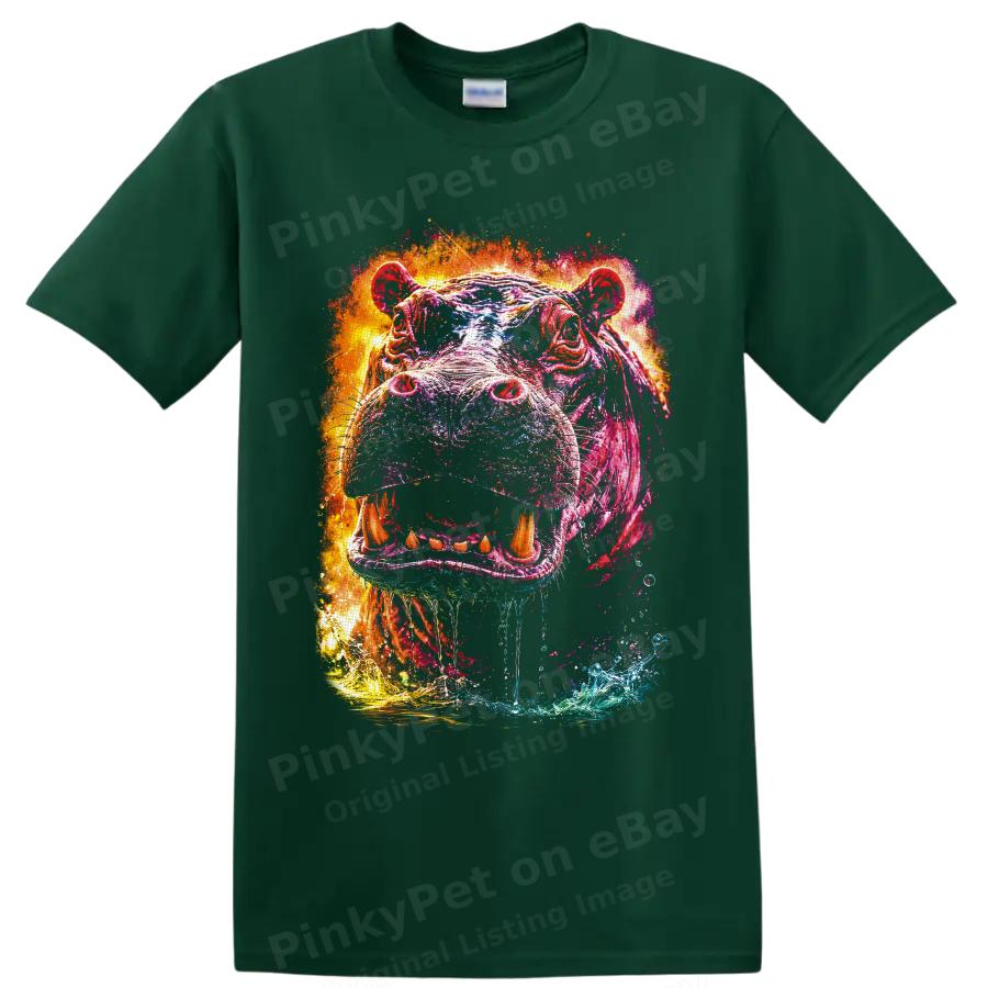 Hippopotamus T Shirt Colorful Splash Art Wildlife Animal Graphic Tee Gift Print