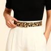 Leopard Print Waist Belt with Horsehair Patchworked Rivets Studded Design for Women Fashion Enthusiasts Music Festival