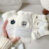 Cute Cartoon Mink Fleece Socks for Women White Mid-tube Socks Winter Thickened Velvet Warm Home Sleep Elastic Cuffs Socks