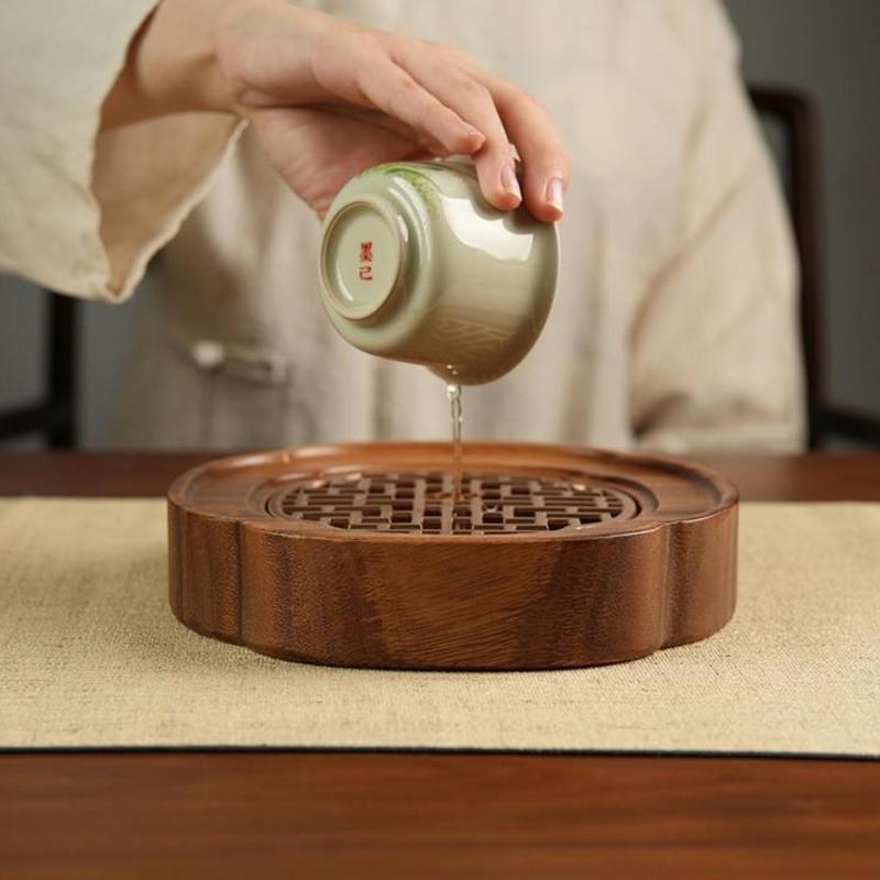 Walnut Wood Light Luxury High-end Coffee Tray Tea Tray Drain Water Storage Dry Bubble Table Base Kung Fu Tea Accessories
