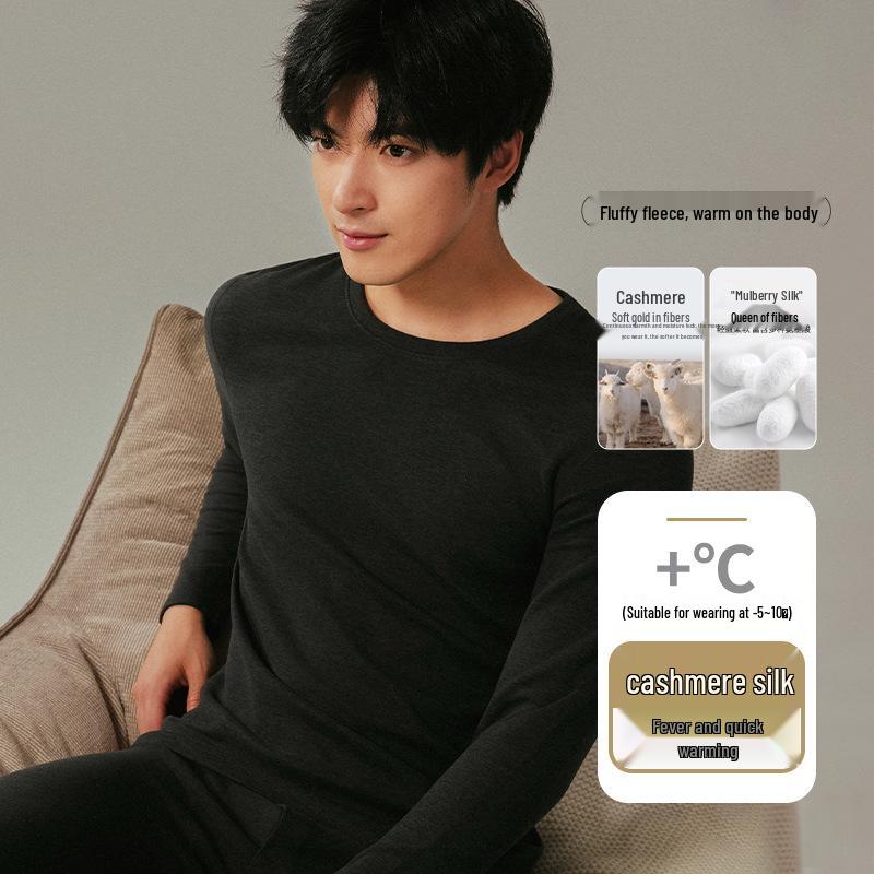 Set di Biancheria Intima Calda Foderata in Pile per Coppia: Calzamaglia Extra Spessa e Maglie a Manica Lunga in Cotone e Lana per Autunno e Inverno.
