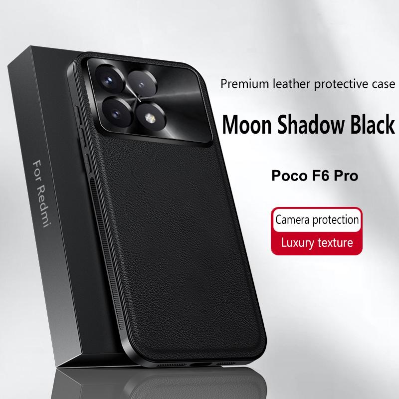 For Poco F6 Pro Case Magnetic Elegant Leather Wear-Resistant Lens Fully Covered Non-Slip Grip Edge Cover Shell