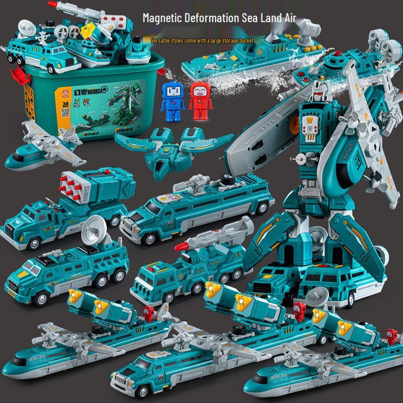

Kids Magnetic Blocks: Transforming Robot Car Educational Toy
