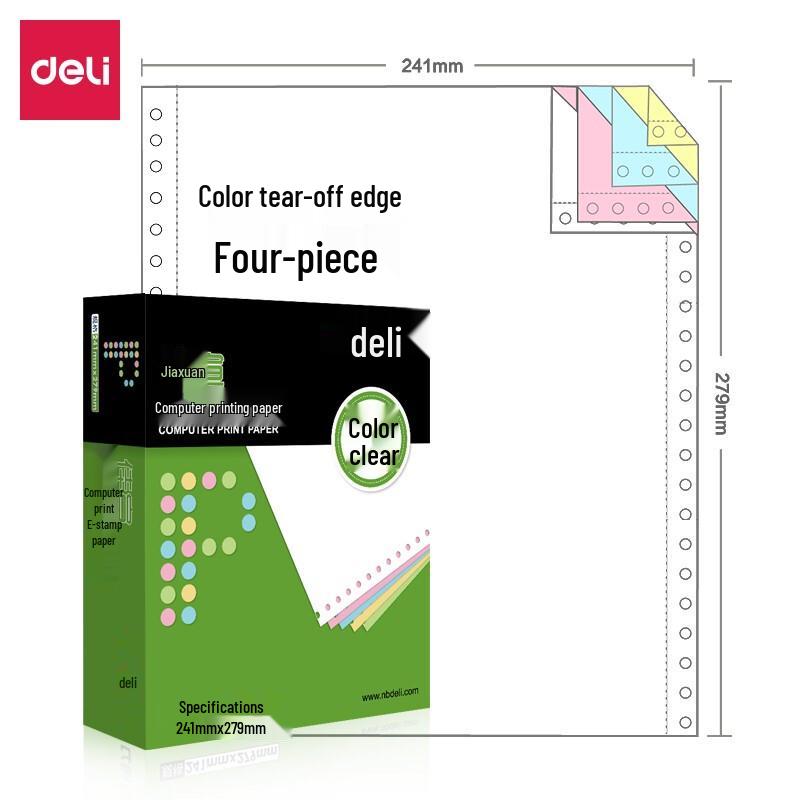 Deli Jiaxuan 4-Part Continuous Form Printer Paper