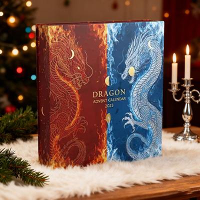 Dračí tématický adventní kalendář 2025 24 dní Akrylová ozdoba s překvapením Miniatury Vánoční odpočítávací dekorace na stromek a sváteční výzdobu