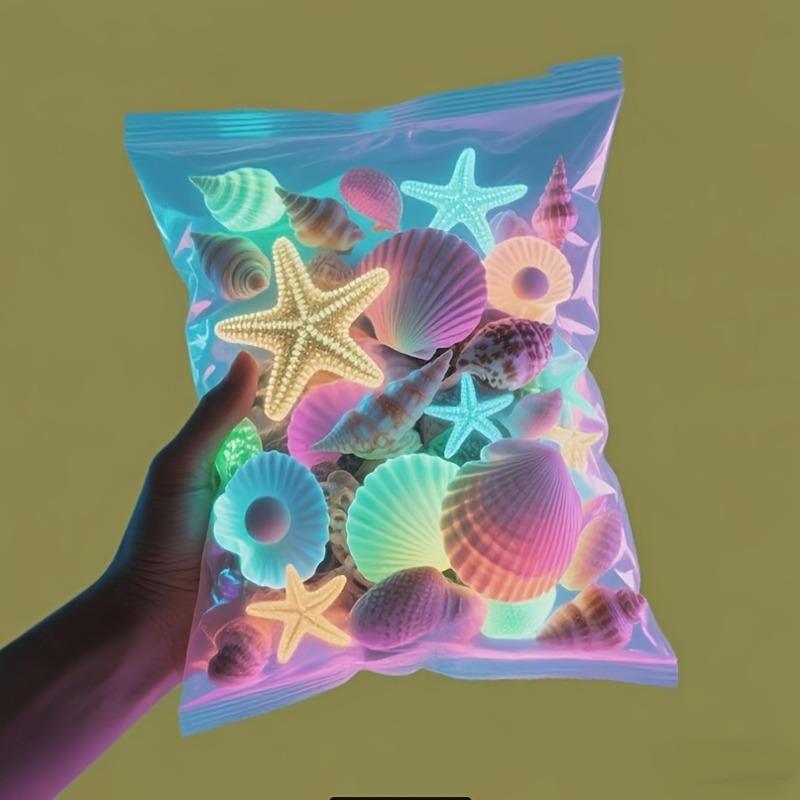 100PCS luminous color resin marine decorative stone, marine theme, lasting shine, aquarium and bonsai, glass container luminous stone