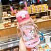 Large Capacity Kids Water Bottle for School Children Cartoon Backpack Strap Straw Cup 500ml KTY