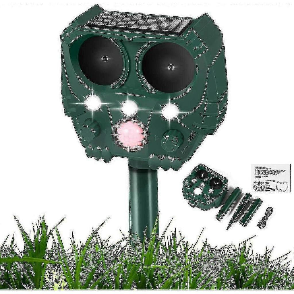 Ultraschall-Fuchsabweiser, Solarbetrieben und Wasserdichtes Tierabwehrmittel, Taschenlampe und USB-wiederaufladbar Edition 1218