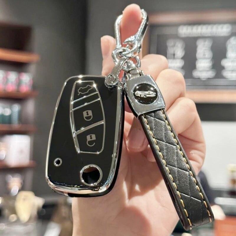 

Чехол для брелока с кожаным ремешком для FIAT Panda Stilo Punto Doblo Grande Bravo 500 Ducato, микроавтобус, защищенный брелок, аксессуары