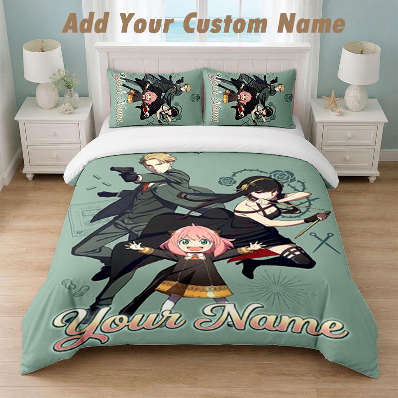 Bedding Set 1 Duvet Cover 2 Pillowcases Spy × Family Print Soft Bed Linen Bedroom Decor