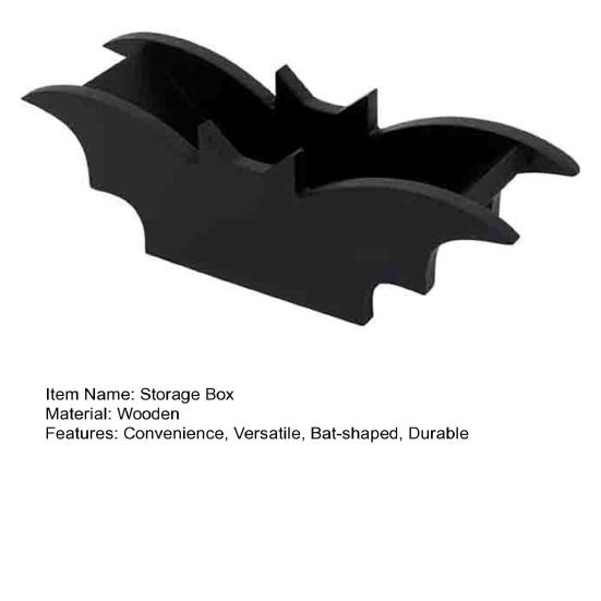 Desktop Storage Box Black Gothic Bat Shape Tray Elegant Mysterious Makeup Organizer for Bathroom Decor