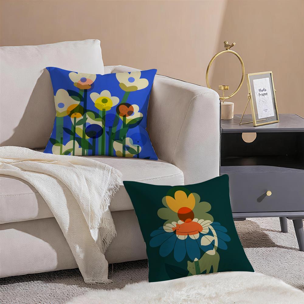 Simple Home Flower Pattern Pillow Case Pattern Printed Pillowcase For Living Room Sofa Cushion Cover & Bedroom Decor