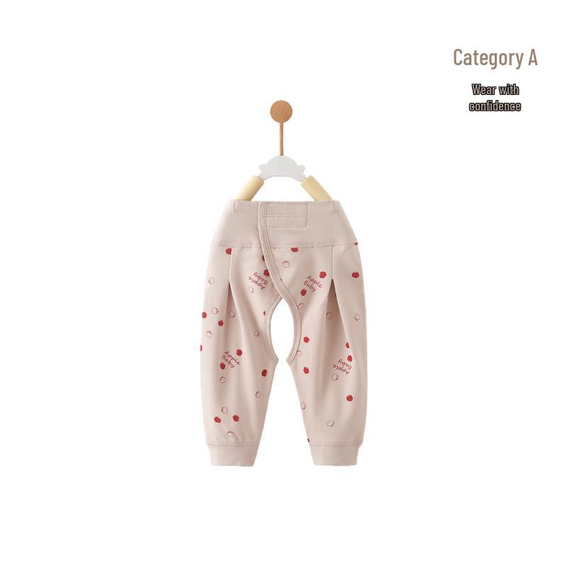Spring & Autumn Newborn Baby Pure Cotton Open Crotch Pants with Belly Protection for Boys & Girls