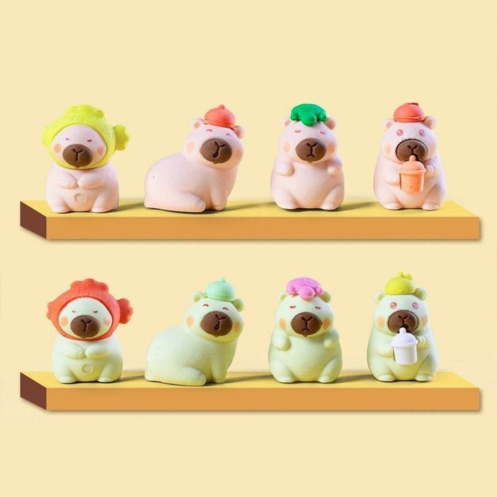 4Pcs Stationery Capybara Eraser Children Toys Eraser Cute Pencil Rubber