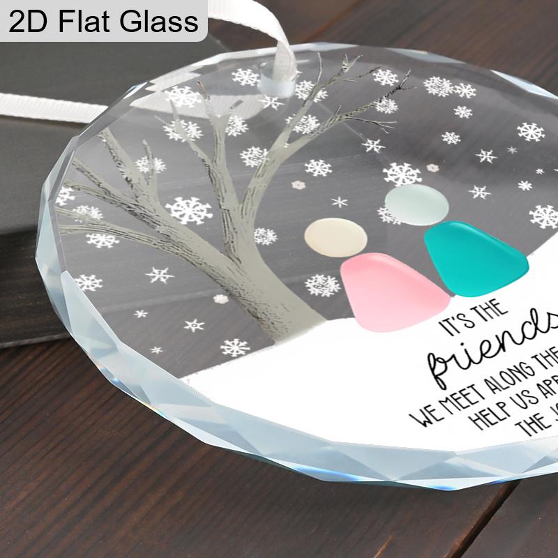 Glass Friends Hanging Ornament with Rock Golem Pattern - Transparent Tree Toppers with Friendship Quotes - Ideal Christmas Gift for Friend