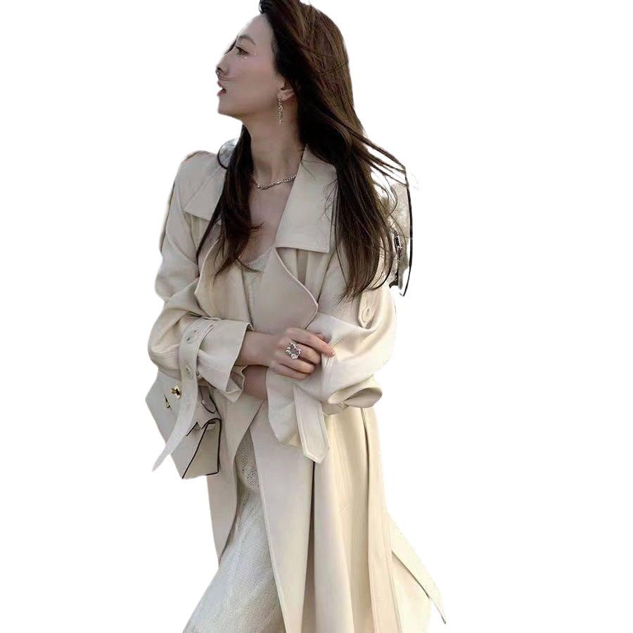 Koreansk Stil Mellomlang Over-kneet Dames Trenchcoat - Populær Studentmote, Trendy Utenlandsk Stil Jakke