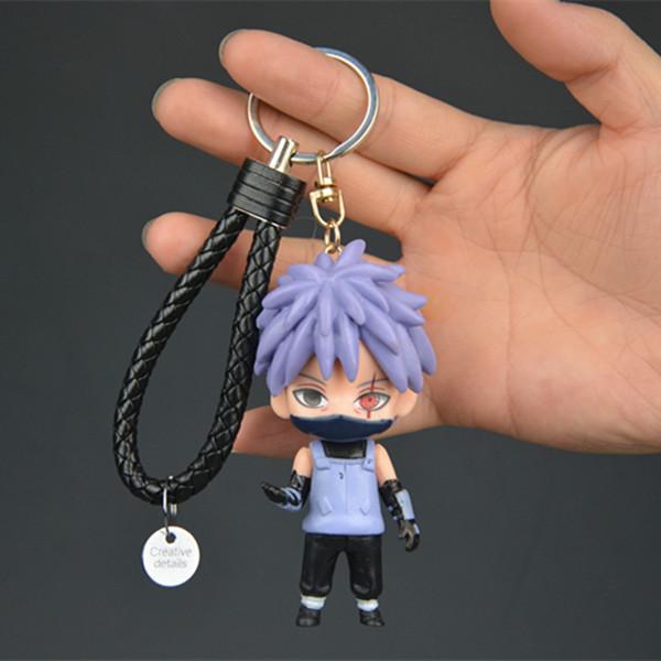 Naruto Anime Figure Keychain Haruno Sakura Hatake Kakashi Gaara Uzumaki Naruto PVC Pendant key Rings Kids Birthday Toy Gift