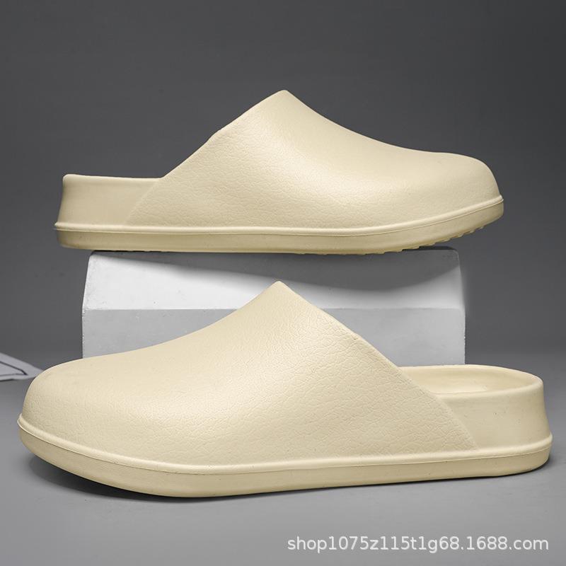 New men's solid color hole shoes platform non-slip wear-resistant fashion simple outdoor beach bag head slippers