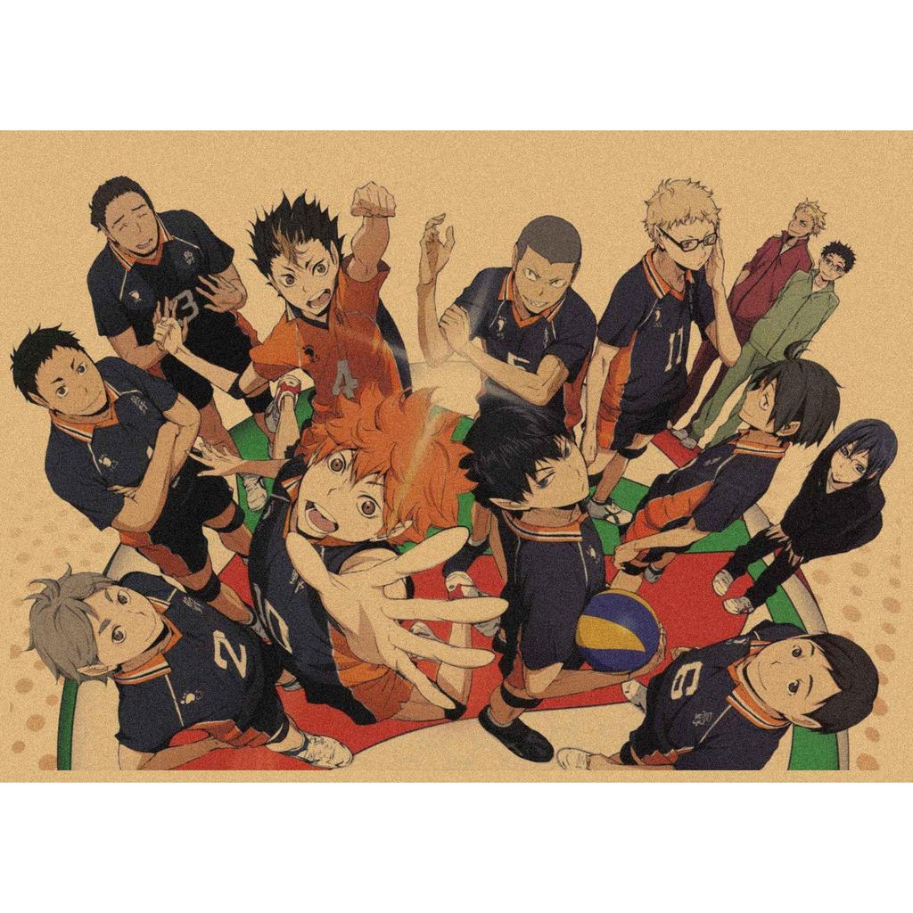 Haikyuu!! Retro Kraft Poster: Hinata Shoyo & Kageyama Tobio Decorative Wall Art