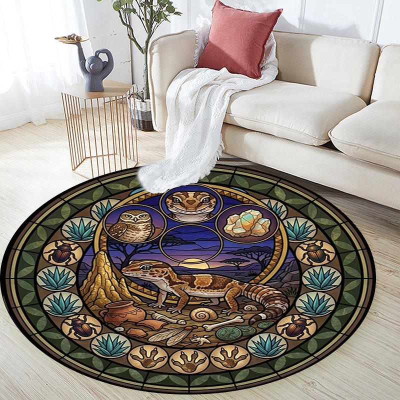 Desert Gecko Glass Round Area Rug Under Office Chairs Bedroom Living Room Home Decor