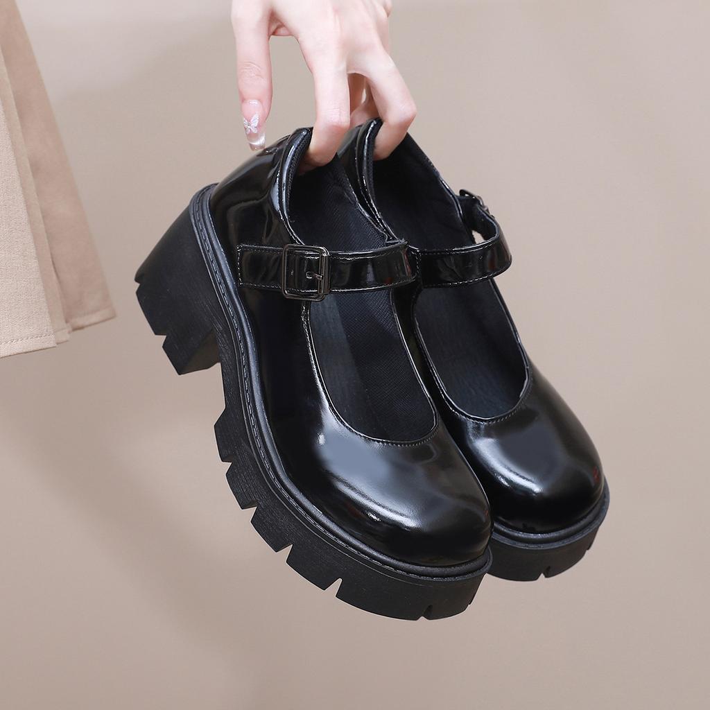 Lolita Shoes Women PU Leather Platform Mary Janes Shoes Women's Japanese Style Vintage Chunky Heels Pumps Plus Size 2026 spring