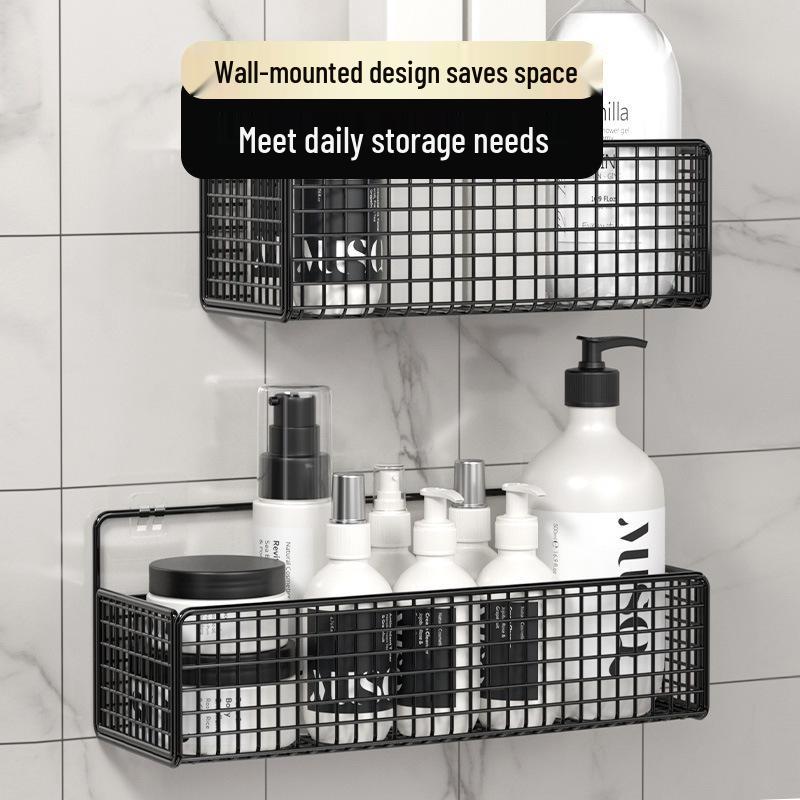 Punch-Free Wall-Mounted Bathroom Storage Shelf for Cosmetics