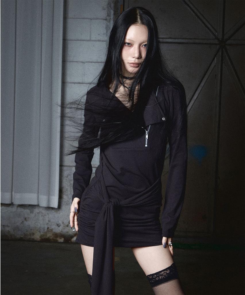 Nasnoing Moto Drape Tee Ops (Black)