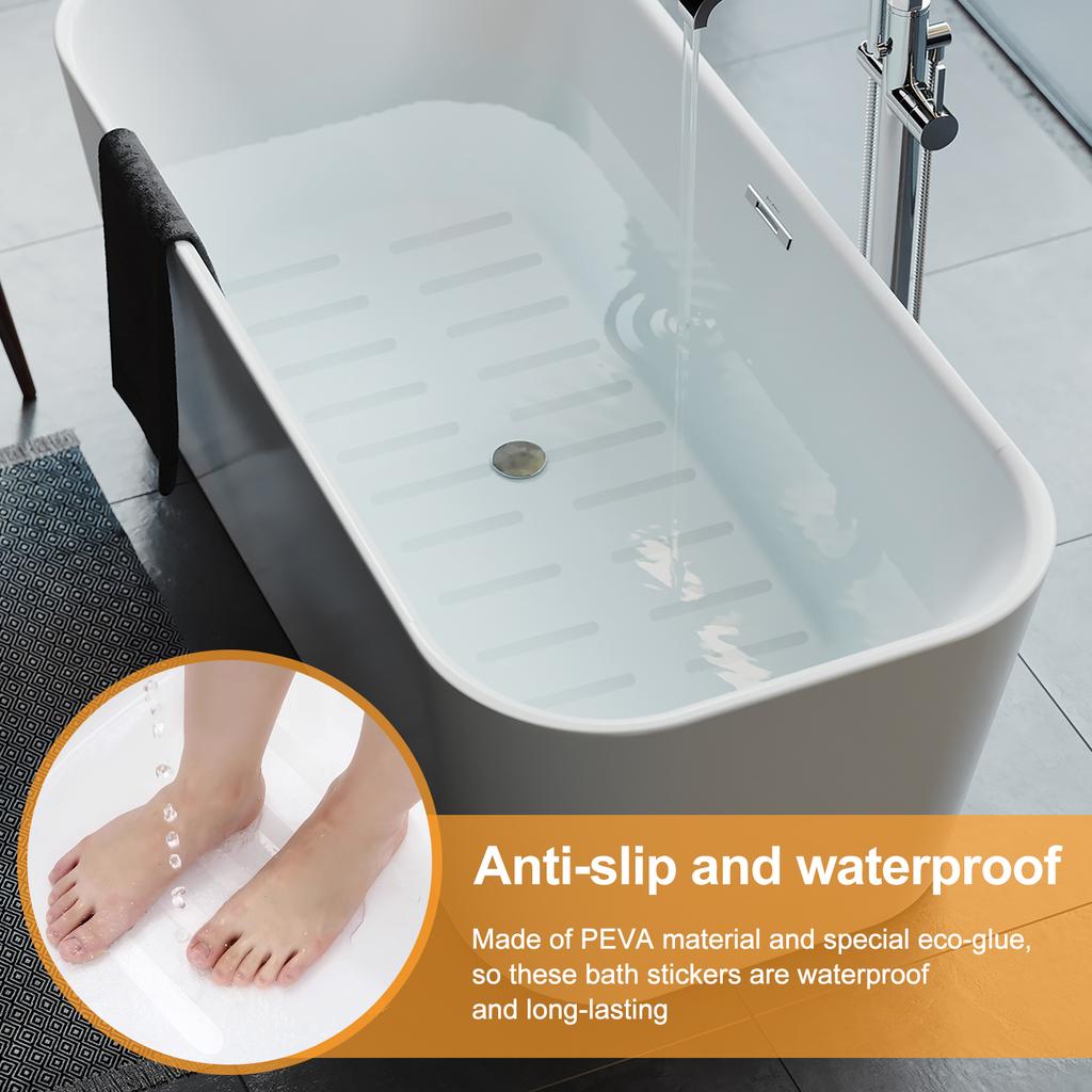 48 Pcs Non-Slip Bathtub Stickers Water-proof Safety Shower Stickers with Scraper Reusable Stripe Anti-Skid Bathtub Tape Shower