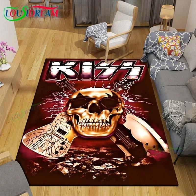 Berühmte Musik Heavy Metal Band KK-Kiss Bedruckte Teppiche Wohnzimmer Anti-Rutsch-Bereichsteppich Kinderzimmer Matten Yogamatte Großer Teppich
