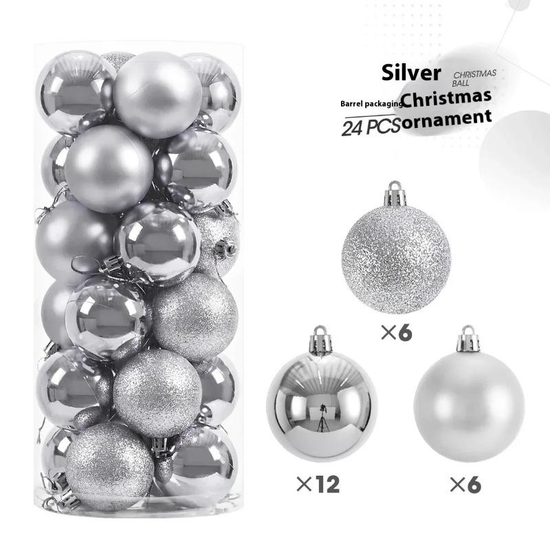 Hot 24Pcs 3/4/6cm Christmas Tree Balls Multicolor Xmas Ball Decorations Glitter Christmas Baubles Ornament Ball Party Home Decor