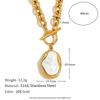 MamacitaSlay Stainless Steel Imitation Baroque Pearl Pendant OT Buckle Necklaces Women's Elegant Waterproof Neck Jewelry Gift
