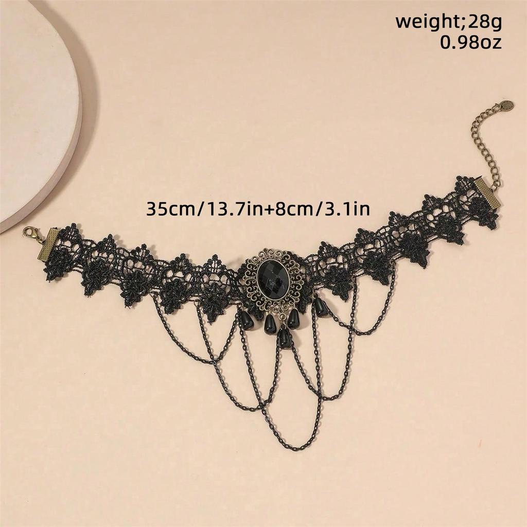 Jewelry Retro Ladies Personalized Lace Necklace Fashion Water Drop Shape Necklace