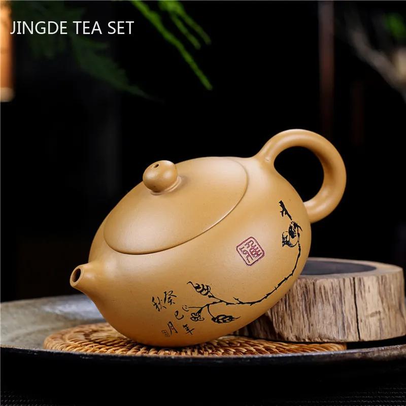 Chinesische Yixing Teekannen Lila Ton Teekanne Rohmaterial Goldabschnitt Ton Schönheit Kanne Handgefertigt Individuell Boutique Teegeschirr 240ml