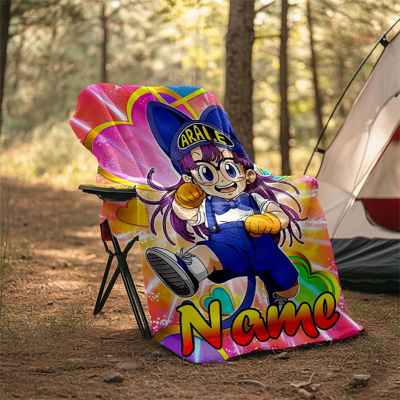 Personalized Custom Name Blanket - Arale Norimaki Print Design,Blanket for Sofa,Bed,Travel,Camping - Soft and Warm, Great Gift